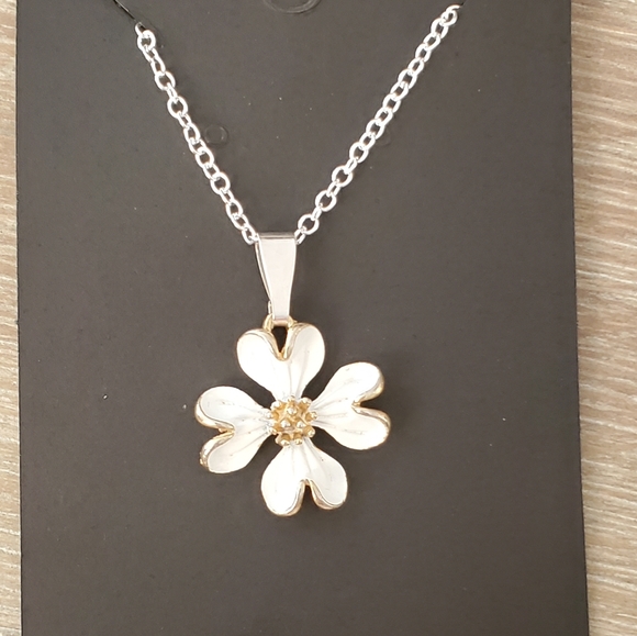 White Enamel Double Flower Studs - Whitegold main image 0